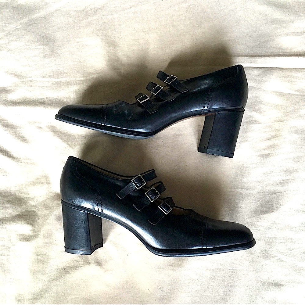 Vintage Black Block Heels